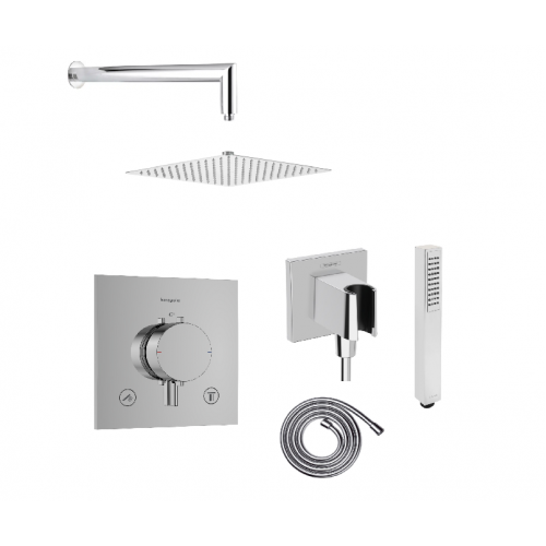 Hansgrohe/Deante dušo sistema chromo spalvos,kvadratine